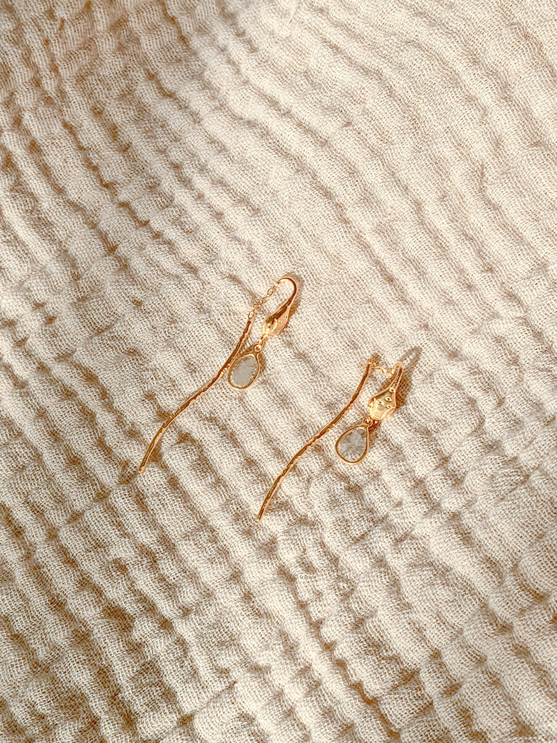 Chan Luu Gold Serpent and Diamond Thread-Thru Earrings
