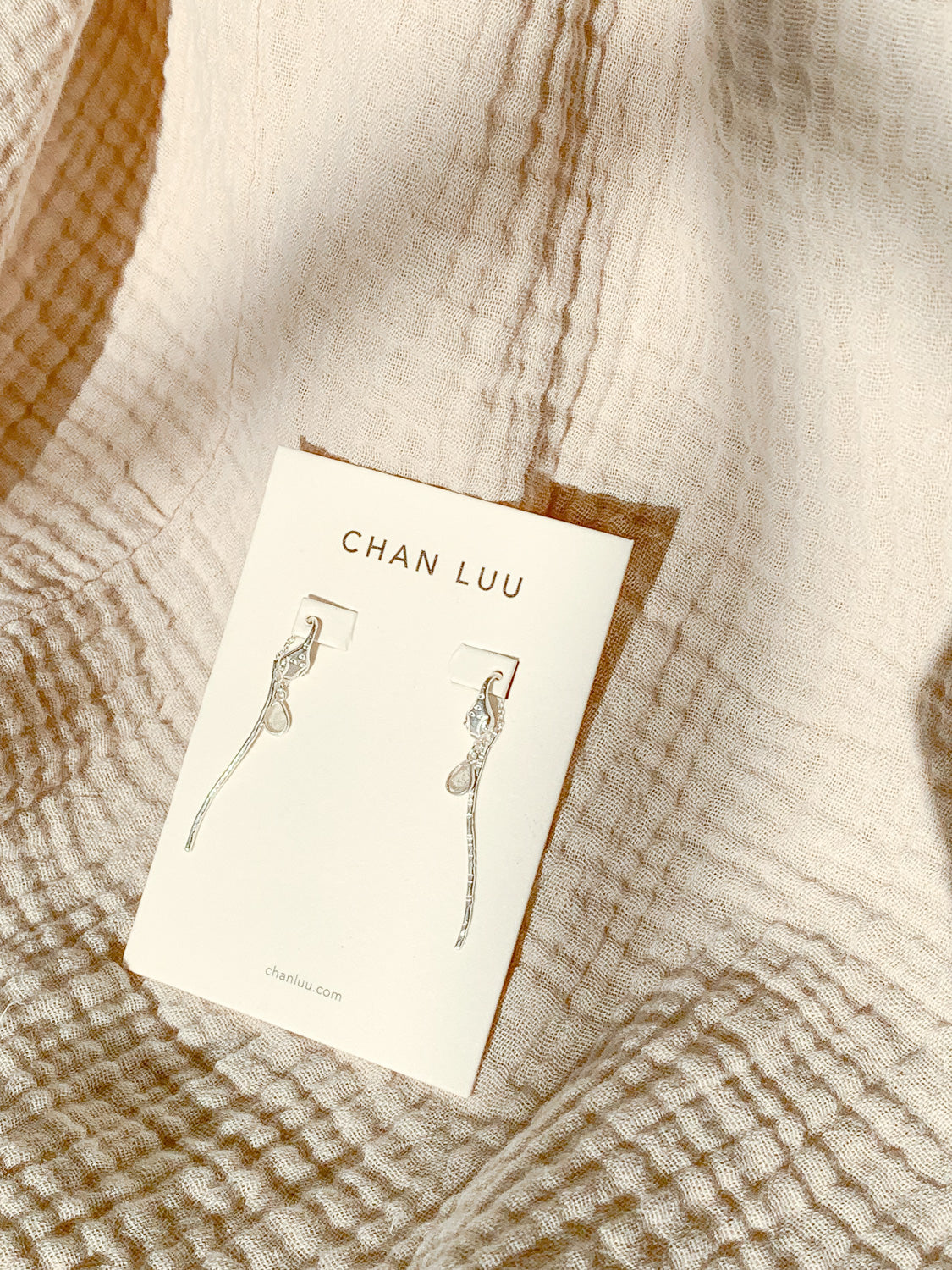 Chan Luu Silver Serpent and Diamond Thread-Thru Earrings