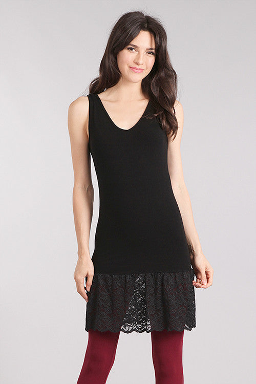 M. Rena Black Lace Trim Reversible Tank