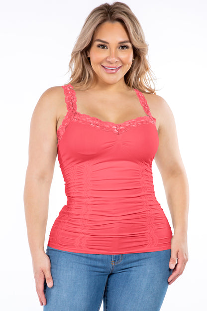 Seamless Laced Corset Camisole - Plus Size