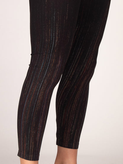 Multicolored Cuff Streaks on Black Printed Leggings