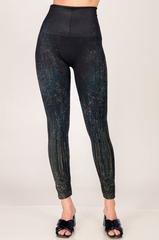 Iron Moss Damask Printed Leggings