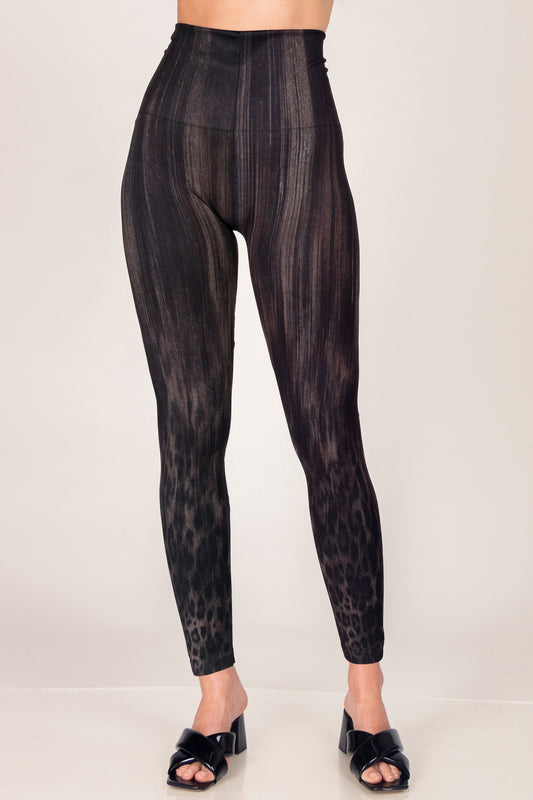 Burnt Umber Leopard Ombre Printed Leggings