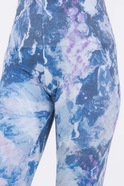 Zig-zag Shibori on Drip Dye Printed Leggings