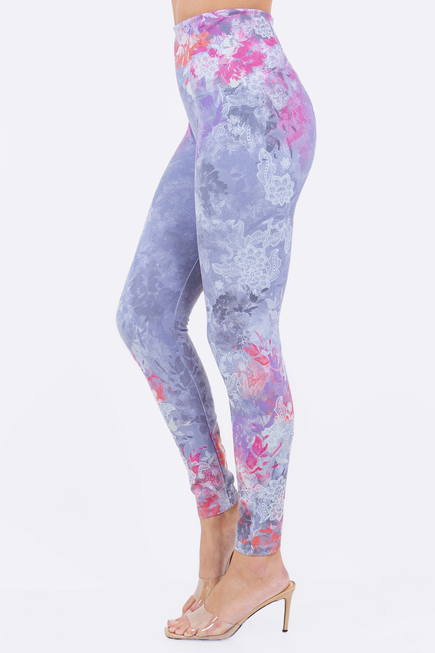 Floral Splash and Lace Printed Leggings