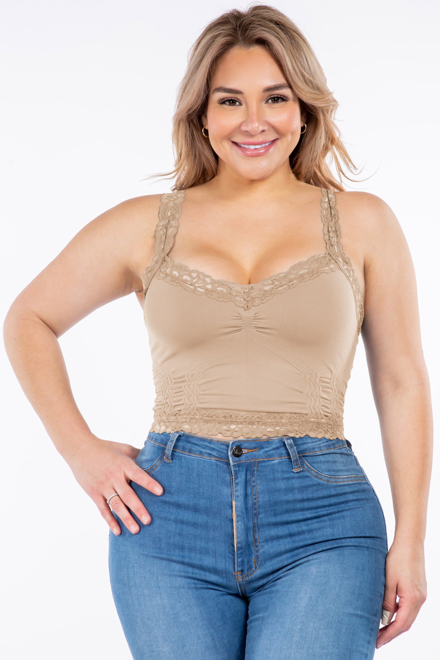 Seamless Laced Bralette Camisole (Plus Size)