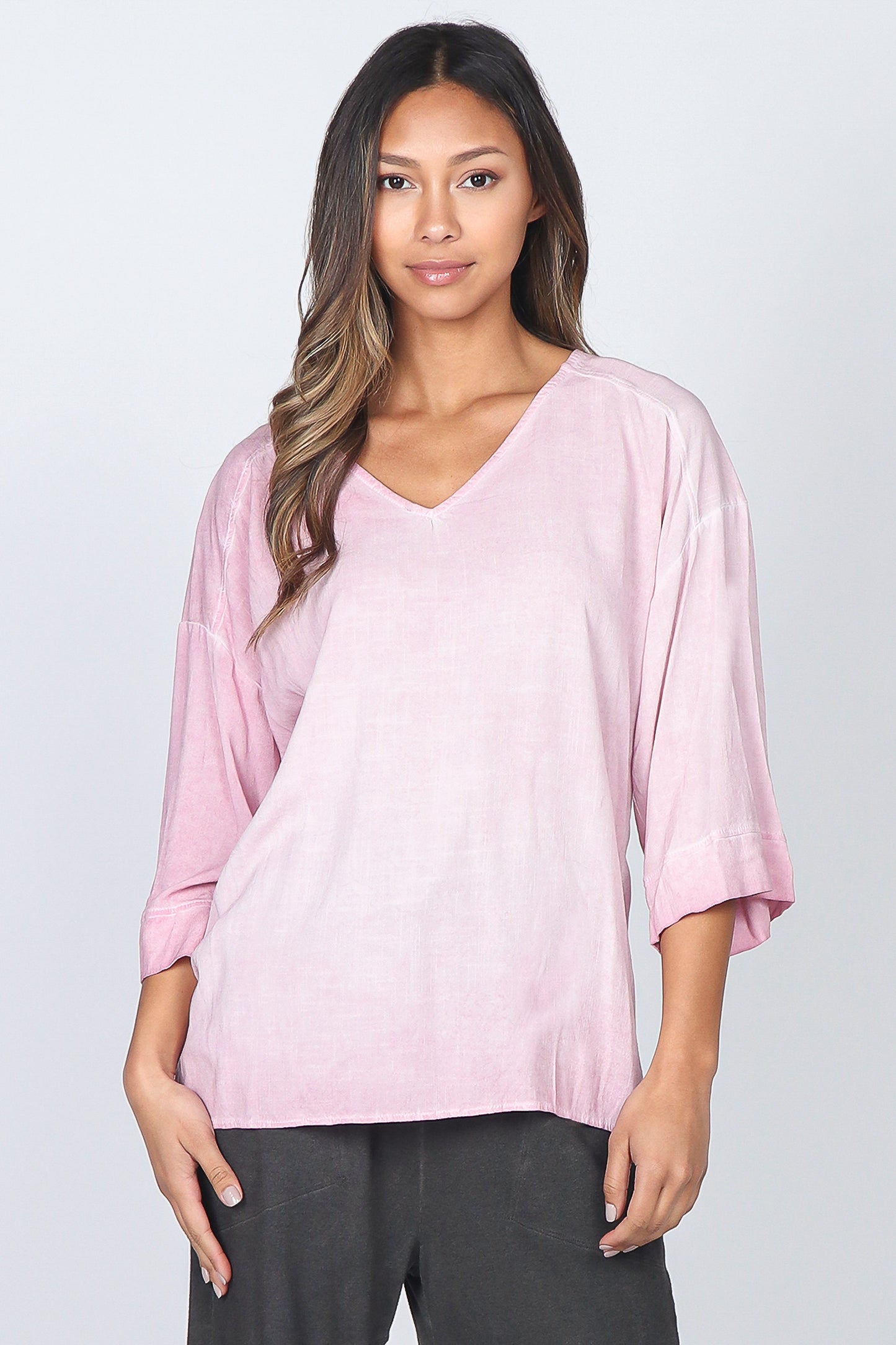 V-Neck Cross Hatch Blouse Tunic