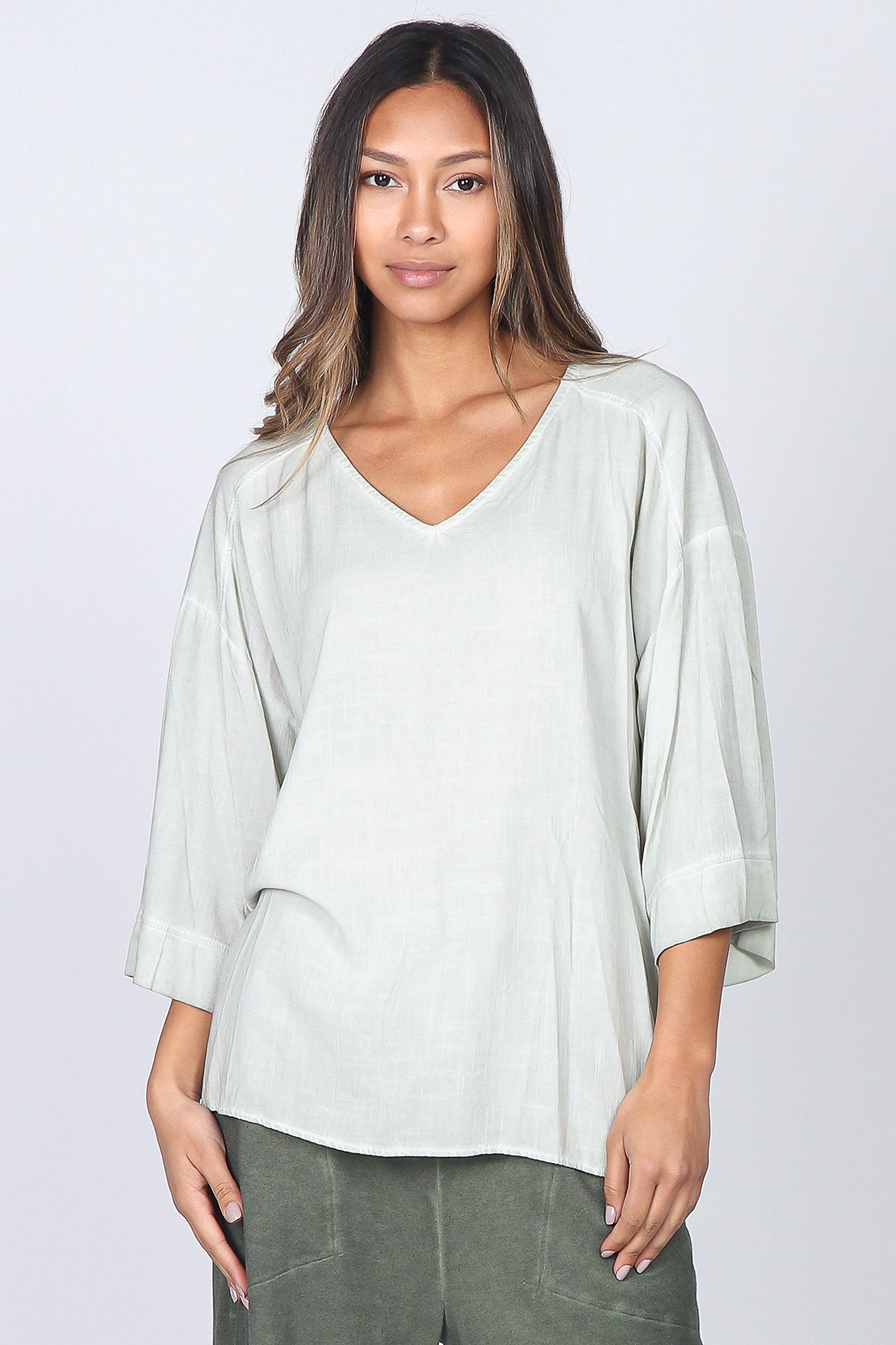 V-Neck Cross Hatch Blouse Tunic