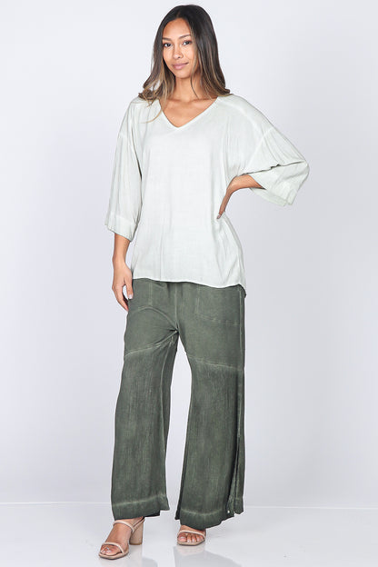 V-Neck Cross Hatch Blouse Tunic