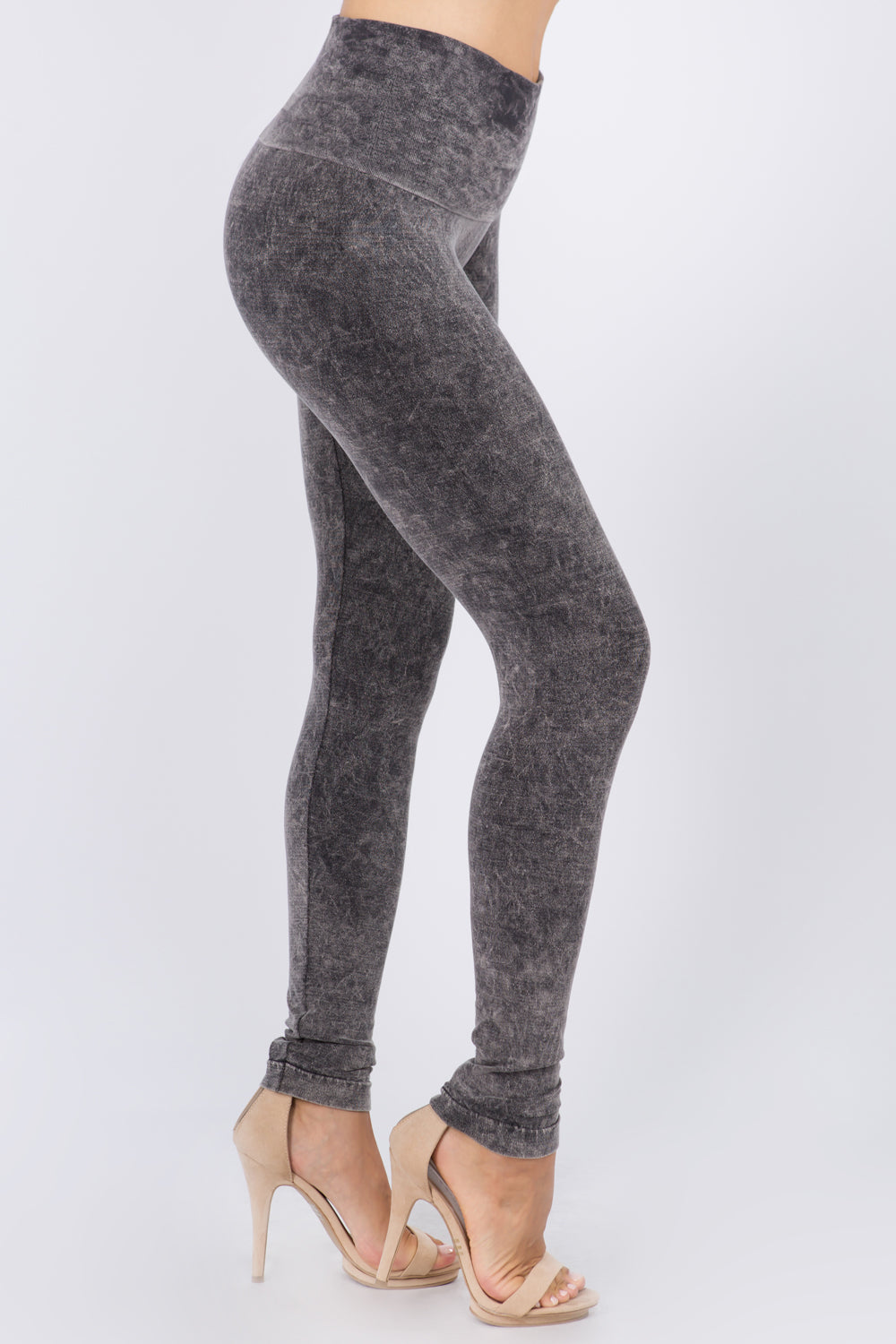 Distressed Twill Leatherette Leggings – SHOPMRENA