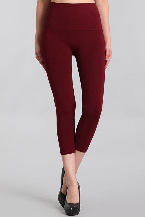 M. Rena Burgundy Cropped Tummy Tuck Legging