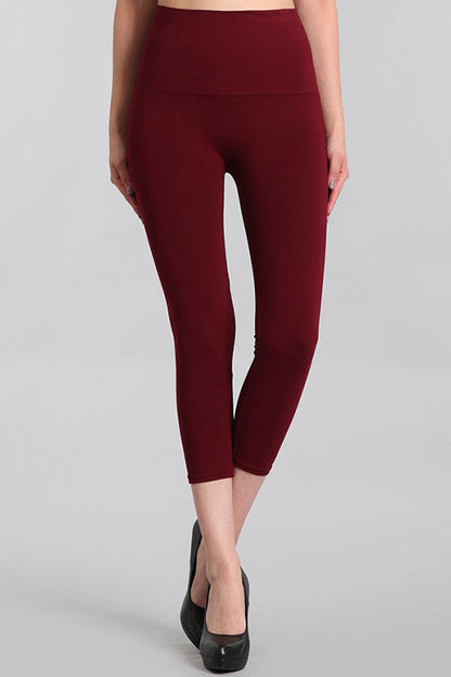 M. Rena Burgundy Cropped Tummy Tuck Legging