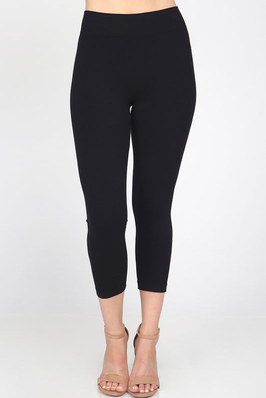 M. Rena Capri Tummy Control Rayon Shaping Seamless Leggings (Black