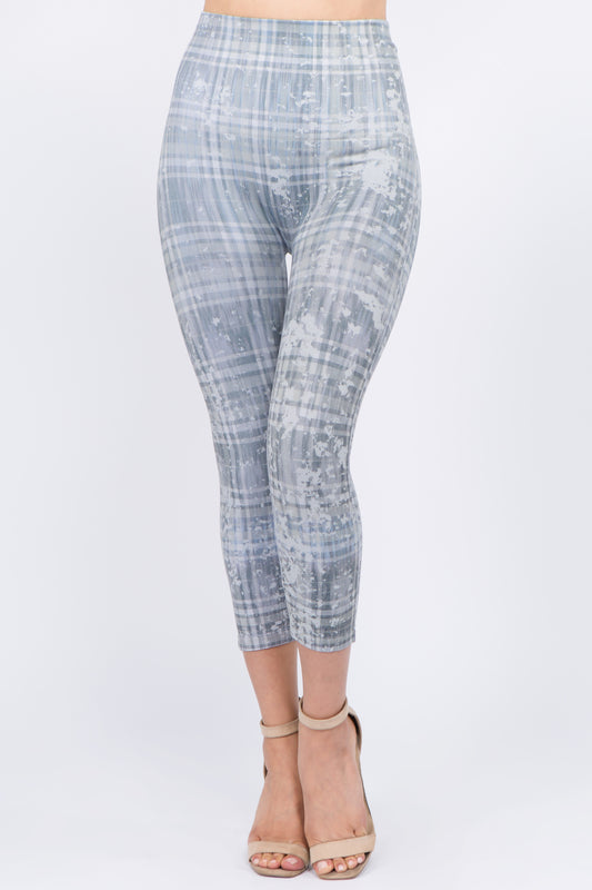 Distressed Plaid Cropped Leggings
