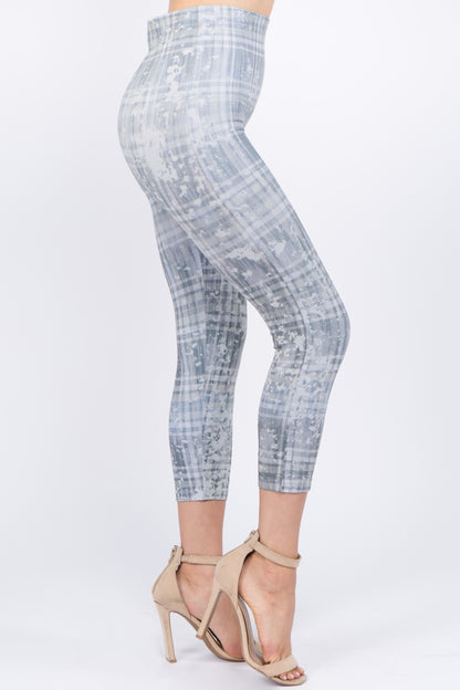 Distressed Plaid Cropped Leggings