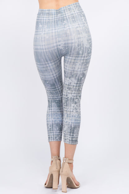 Distressed Plaid Cropped Leggings