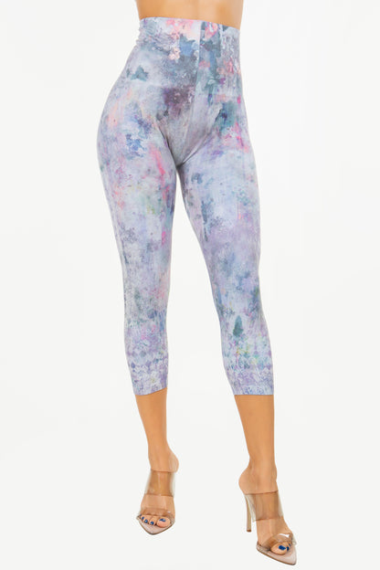 Lilac Harlequin Printed Leggings Cropped