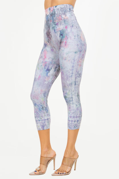Lilac Harlequin Printed Leggings Cropped
