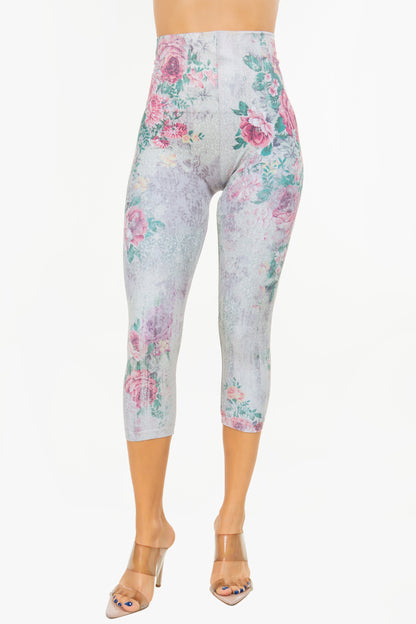 Flirting Parchment Printed Leggings Cropped