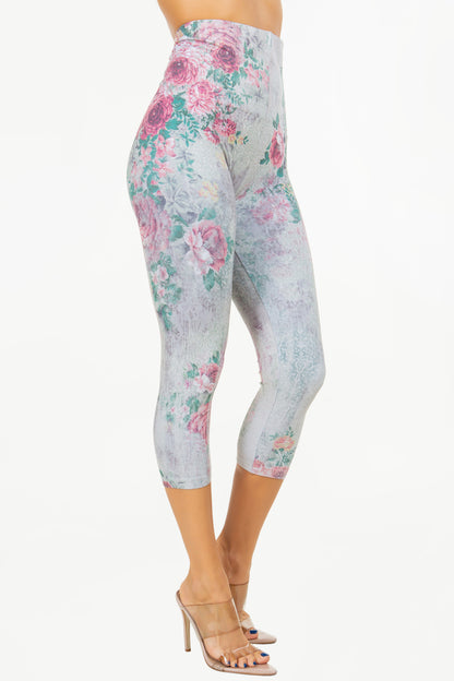 Flirting Parchment Printed Leggings Cropped