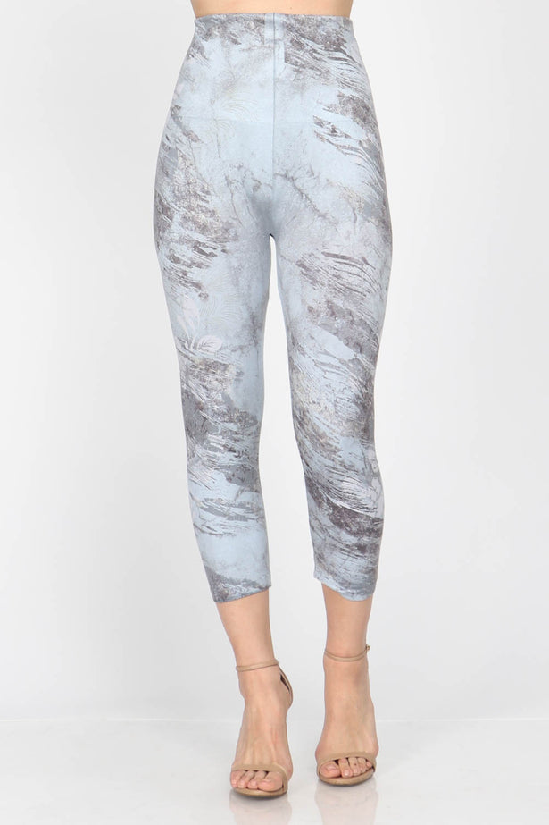 Marble Floral Cropped Leggings