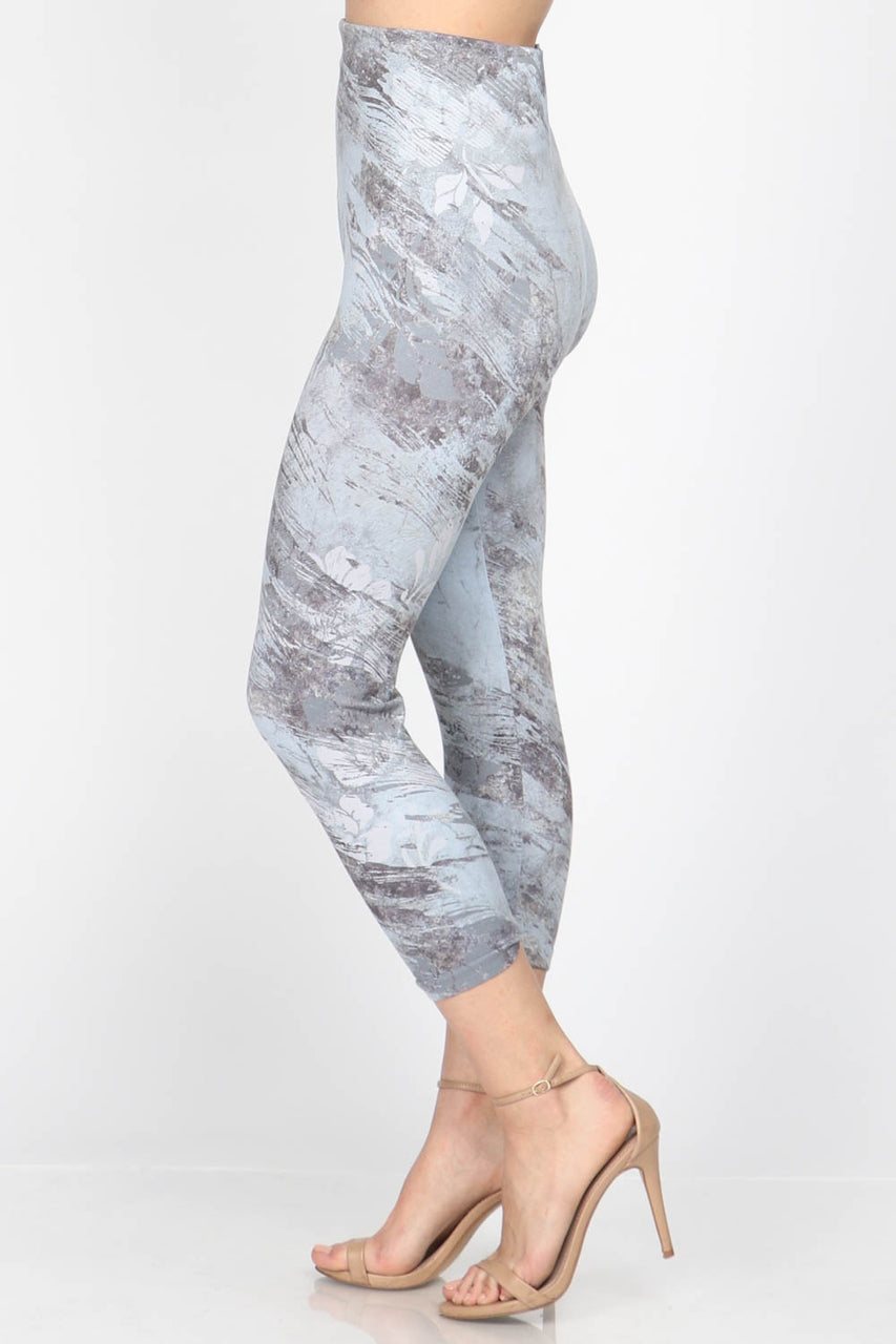 Marble Floral Cropped Leggings