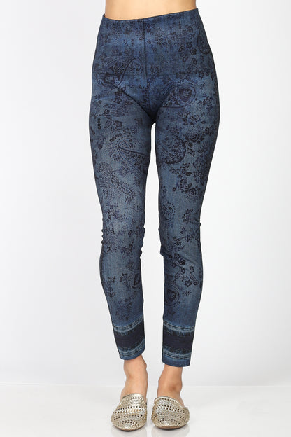 Denim Floral Leggings