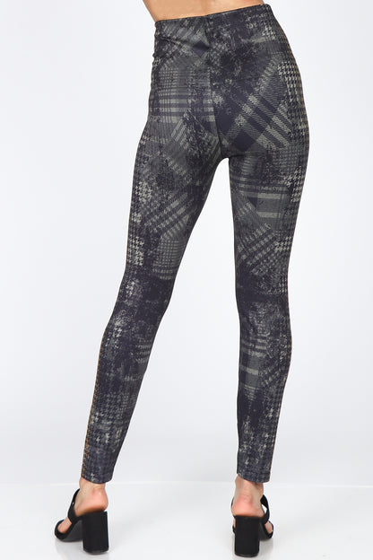 Houndstooth Racerstripe Print Leggings