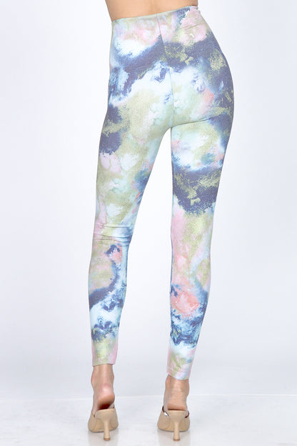 Watercolor Marble and Gold Foil Leggings