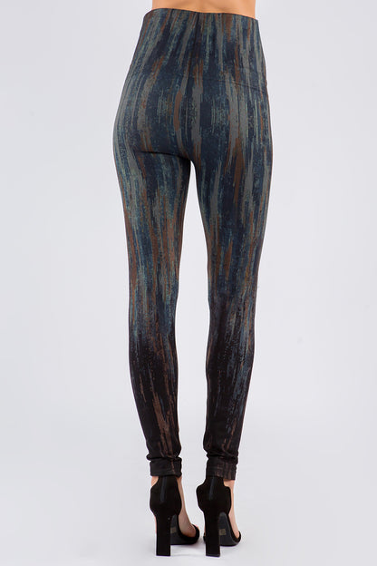 Abstract Cascade Textural Print Leggings