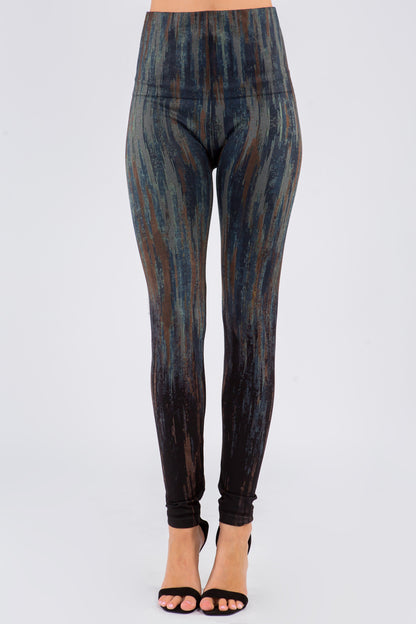 Abstract Cascade Textural Print Leggings
