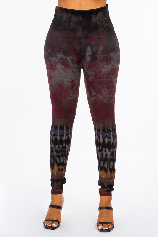 Moth Wing Tie-Dye Print Leggings