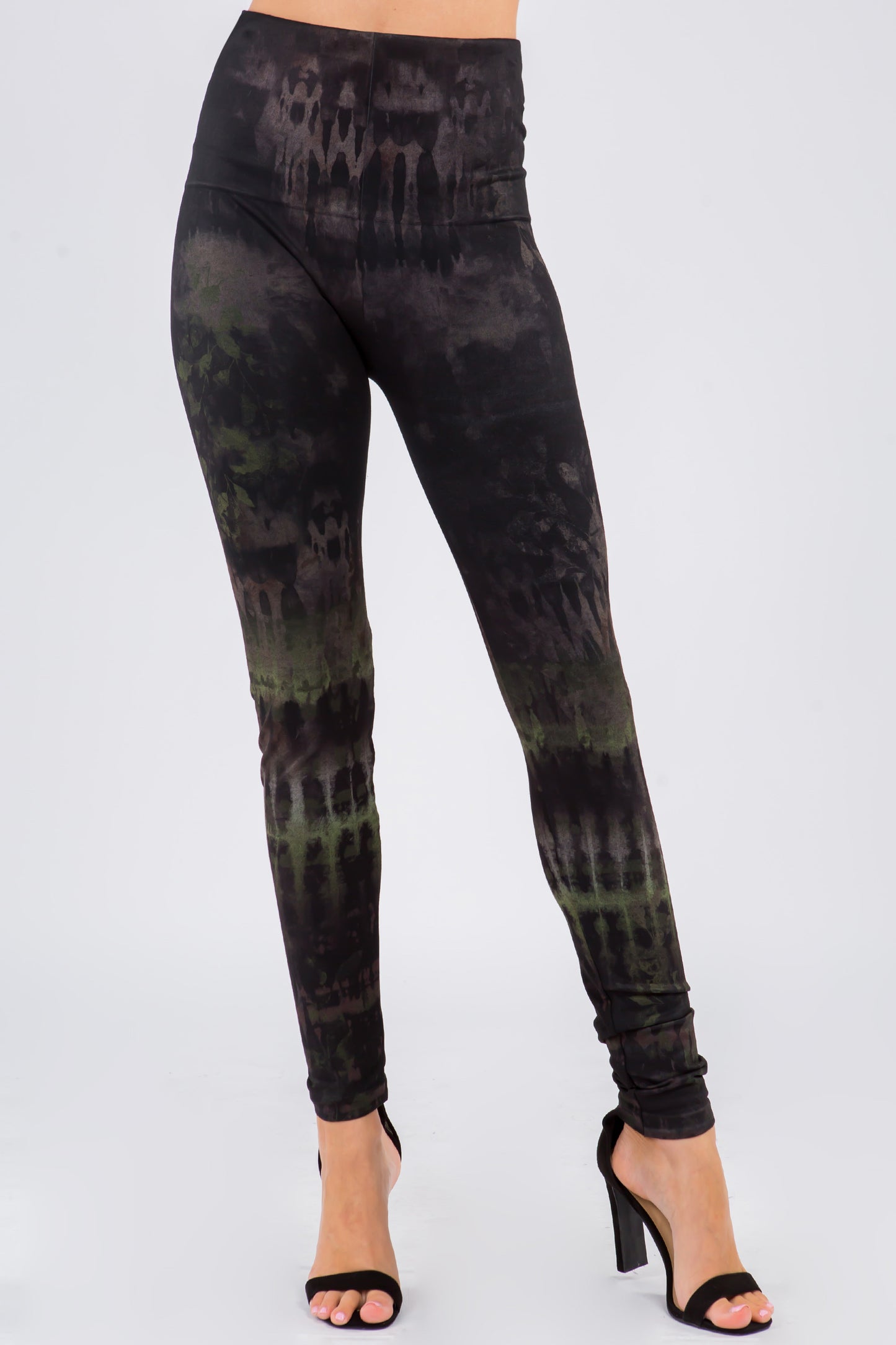 Dark Moss and Bark Tie-Dye Leggings