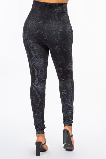 Euphoric Snakeskin Print Leggings in Steel