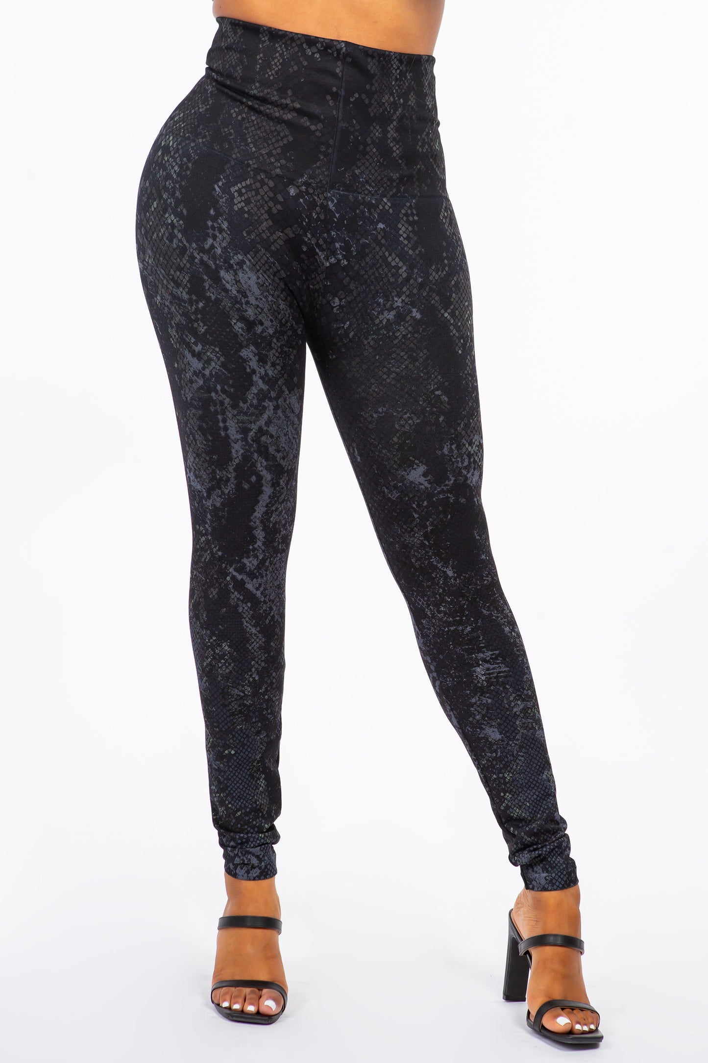 Euphoric Snakeskin Print Leggings in Steel