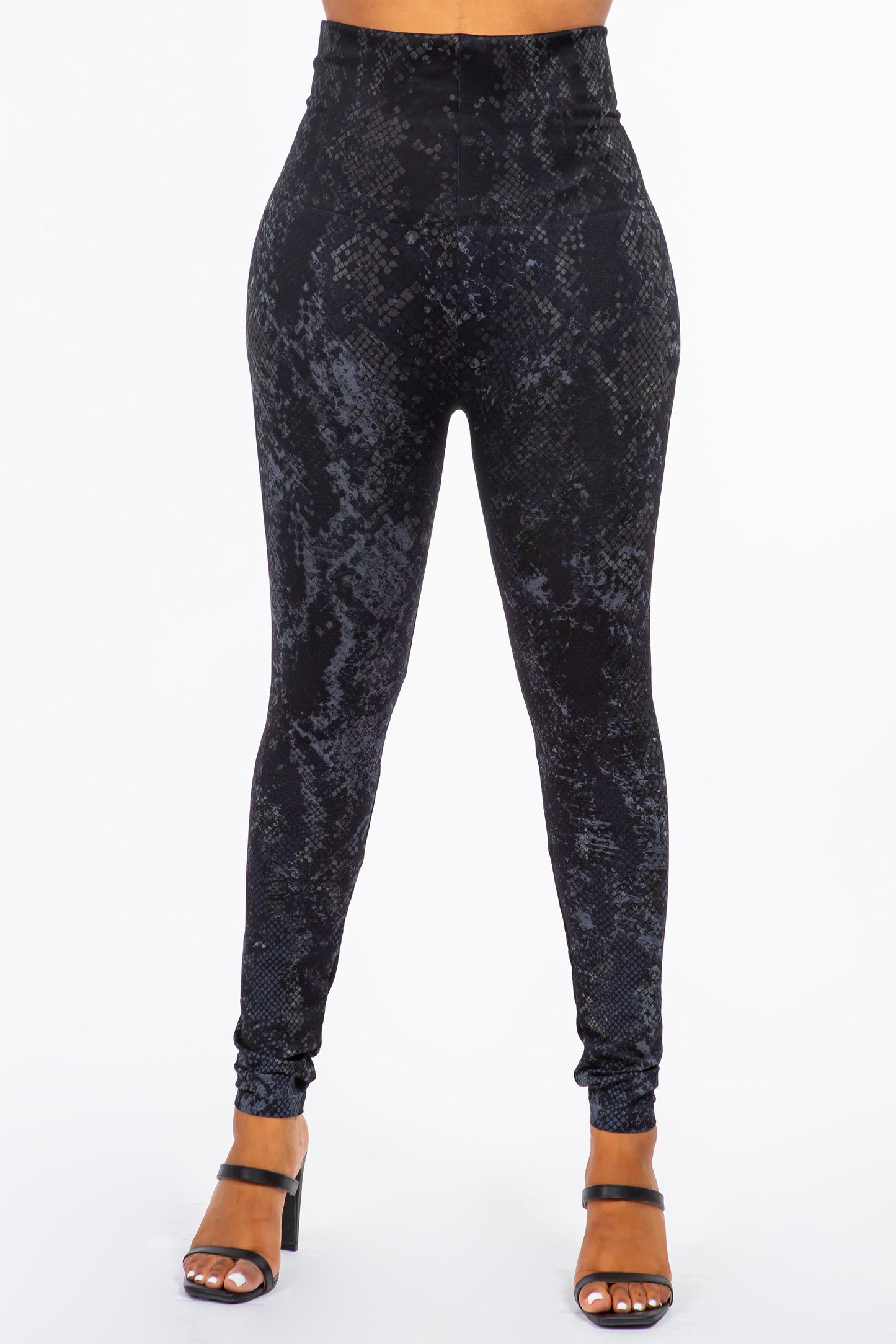 Euphoric Snakeskin Print Leggings in Steel