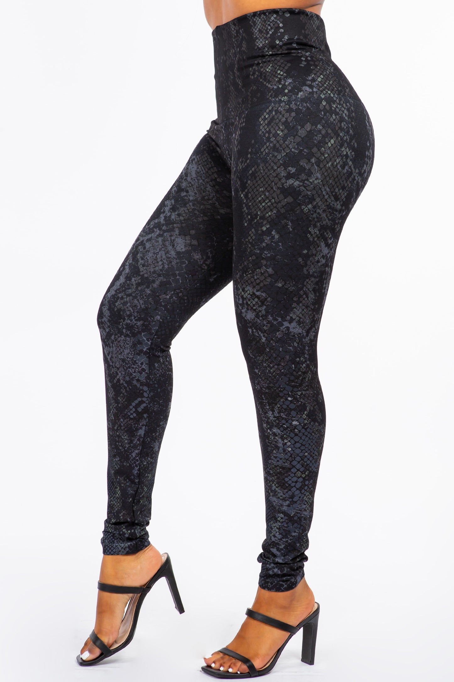 Euphoric Snakeskin Print Leggings in Steel