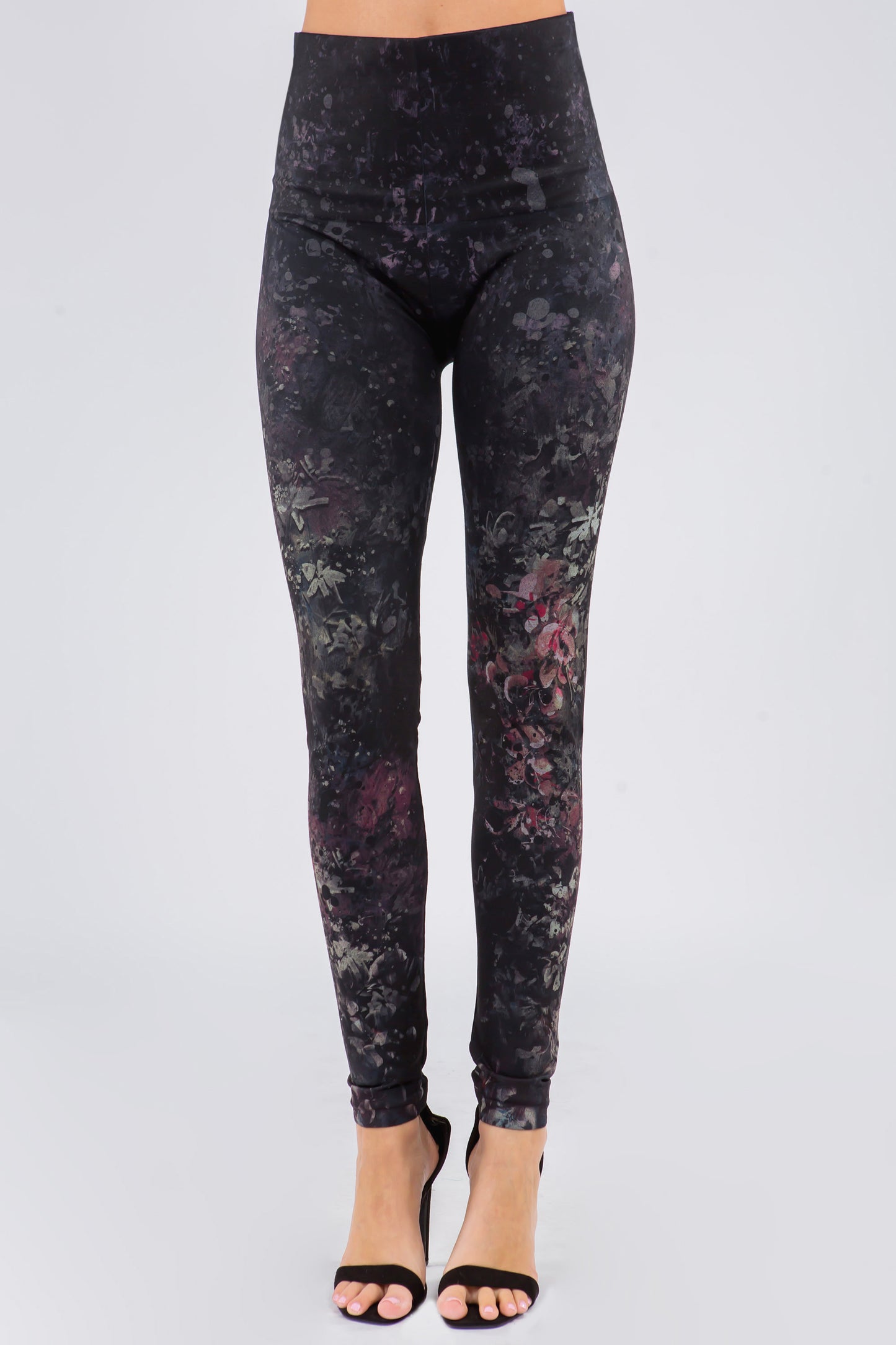 Artistic Jasmine Floral Cascade Printed Leggings