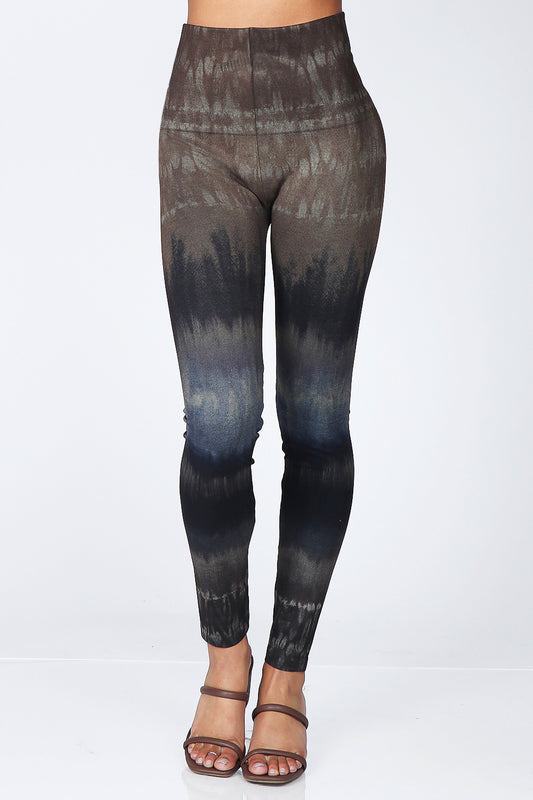 Earthen Cobalt Tie-Dye Print Leggings