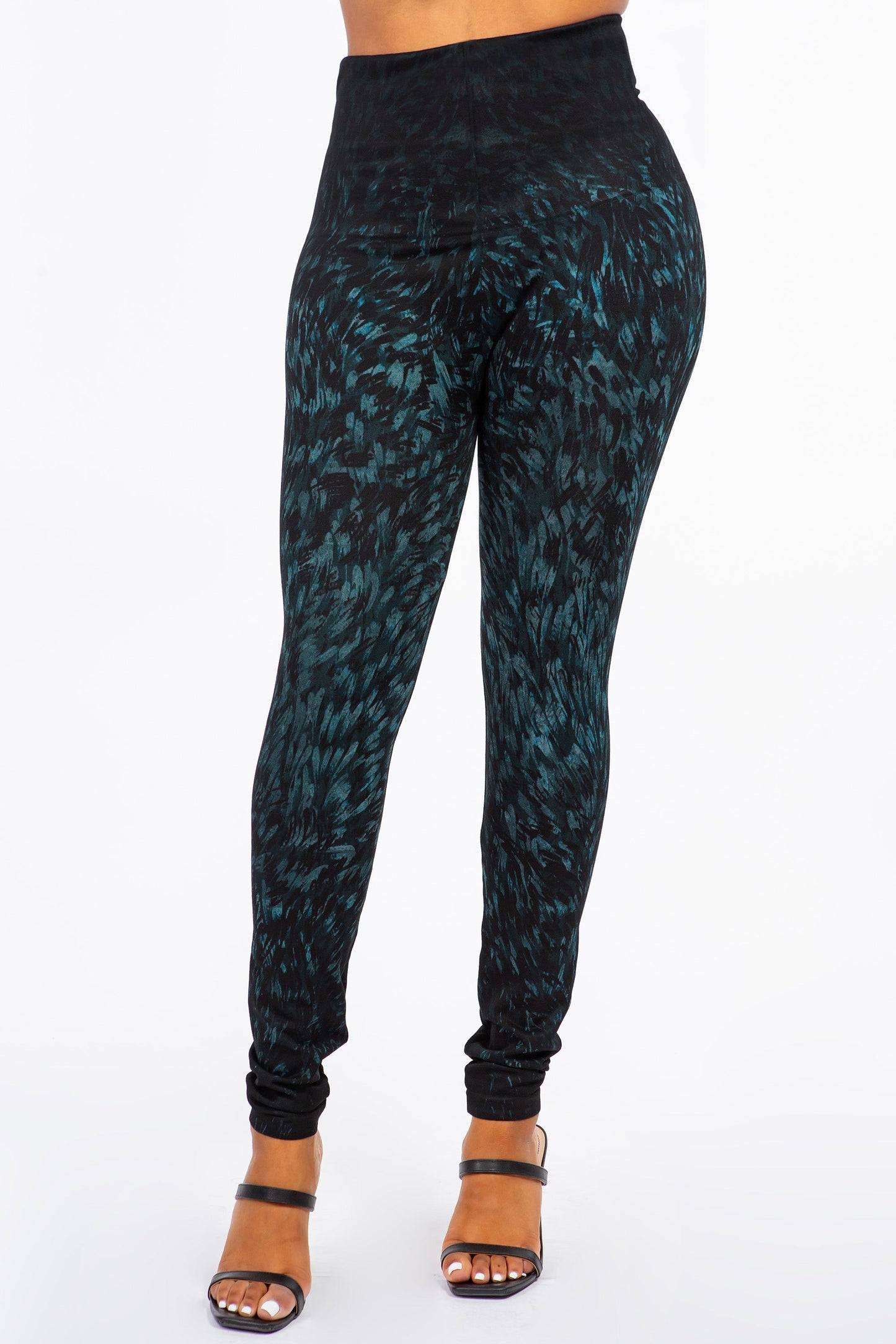 Feathered Paint Stroke Printed Leggings