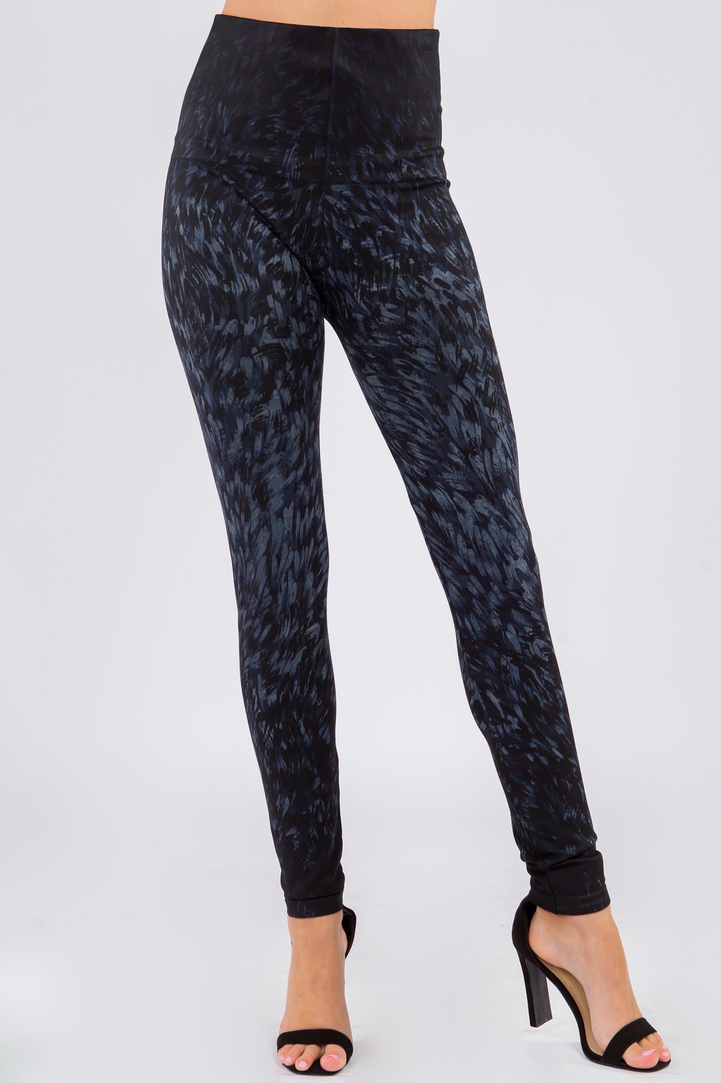 Feathered Paint Stroke Printed Leggings