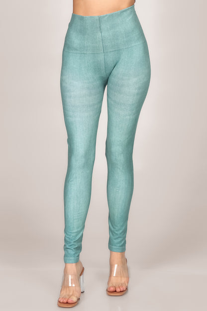 Washed Twill Printed Leggings