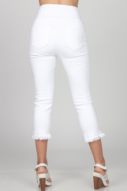 White Frayed Hem High Waist Jeans – SHOPMRENA