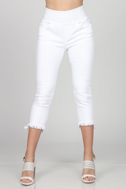 White Frayed Hem High Waist Jeans