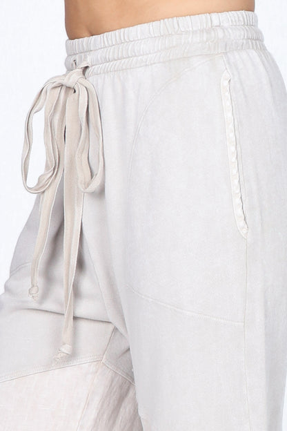 Wide-Leg Terry Lounge Pants in Mineral Wash