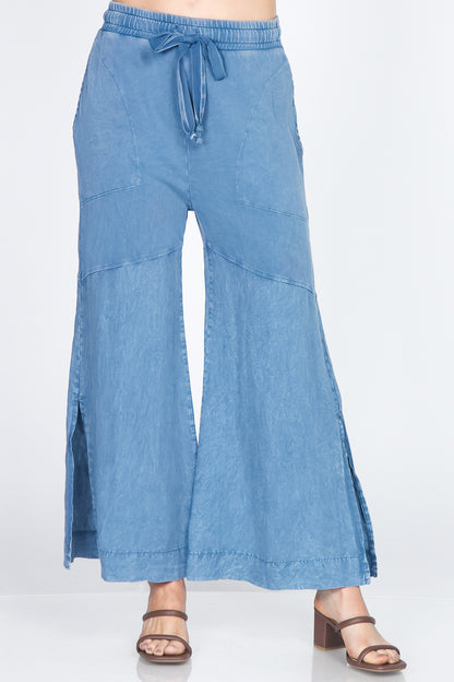 Wide-Leg Terry Lounge Pants in Mineral Wash
