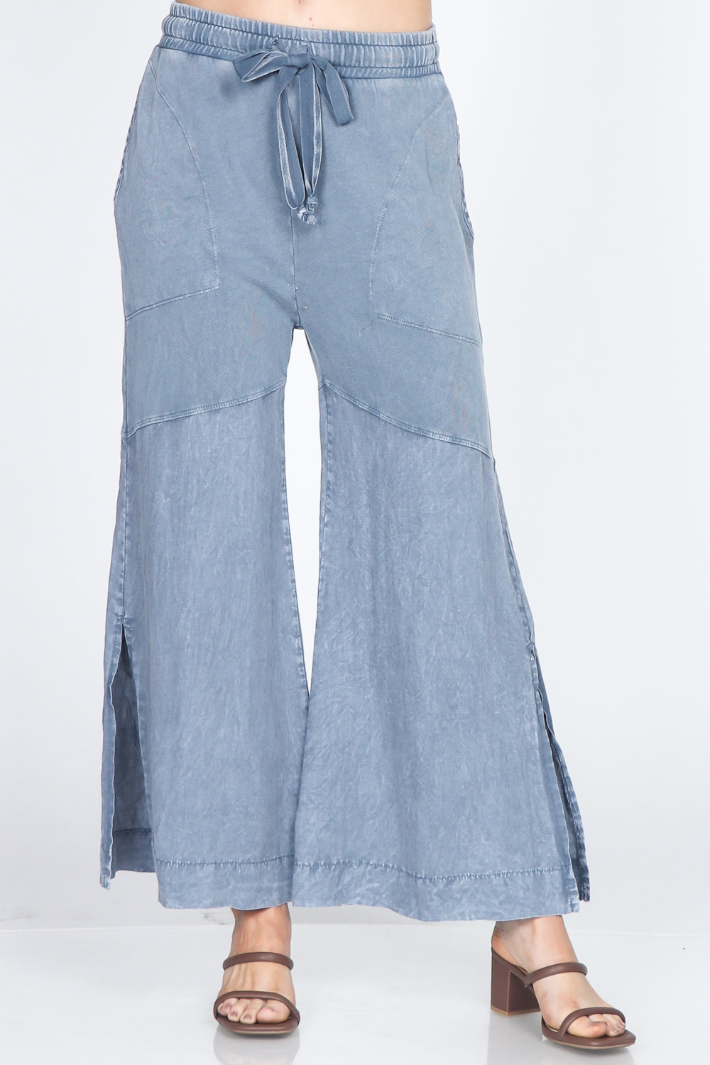Wide-Leg Terry Lounge Pants in Mineral Wash