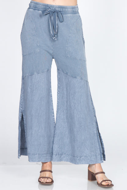 Wide-Leg Terry Lounge Pants in Mineral Wash