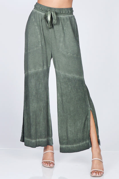 Wide-Leg Terry Lounge Pants in Oil Wash