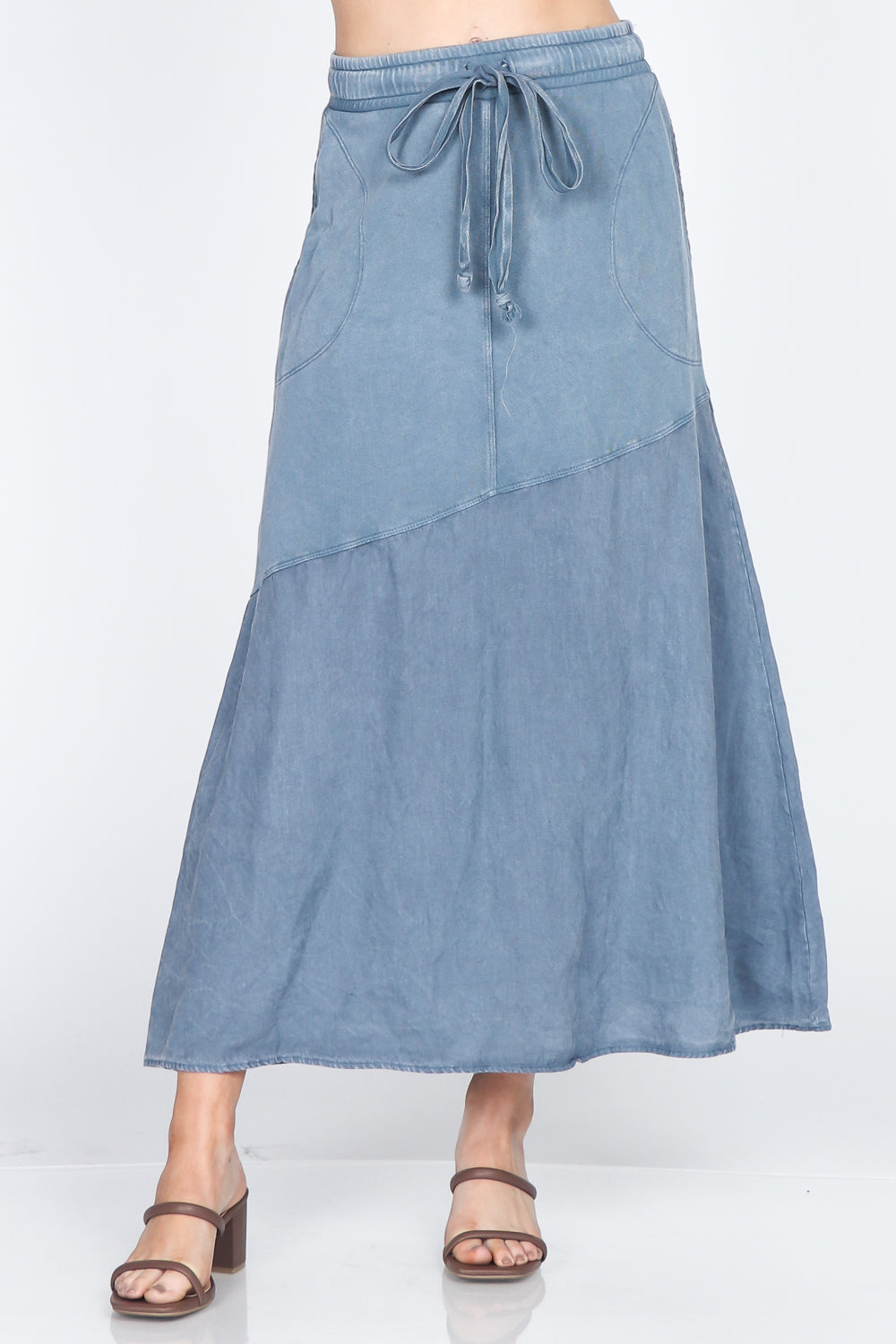 Mineral-washed French Terry Maxi Skirt